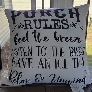 White pillow patio decor